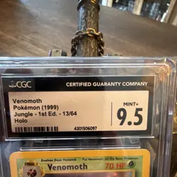 CGC 9.5 MINT+ Venomoth 1st Edition Holo Jungle 13/64 1999 Pokemon Card - Image 2
