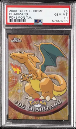 2000 TOPPS CHROME ENGLISH POKEMON T.V. SERIES #6 CHARIZARD PSA 10 - Image 1
