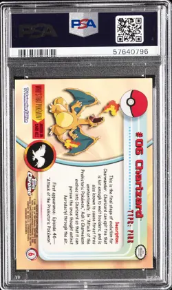 2000 TOPPS CHROME ENGLISH POKEMON T.V. SERIES #6 CHARIZARD PSA 10 - Image 2