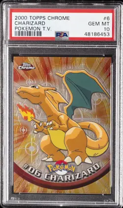 2000 TOPPS CHROME ENGLISH POKEMON T.V. SERIES #6 CHARIZARD PSA 10 - Image 1