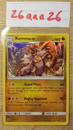 NEAR MINT, KOMMO-O 54/70, Holo Rare, Dragon Majesty, Pokemon Card. - Image 1