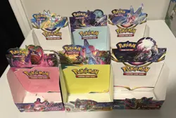 6x Empty Pokemon Booster Display Boxes Sword & Shield Evolving Skies *NO CARDS* - Image 1
