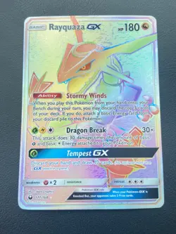 Pokemon TCG Rayquaza GX 177/168Celestial Storm Rainbow Rare Full ArtHolo - Image 1
