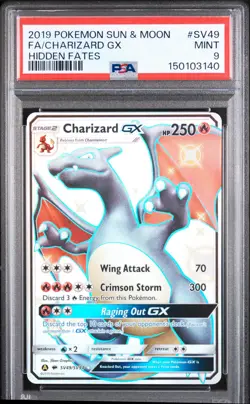 2019 POKEMON SUN & MOON HIDDEN FATES #SV49 FULL ART/CHARIZARD GX PSA 9 - Image 1