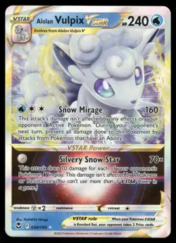 Alolan Vulpix VSTAR 034/195 Holo VSTAR Rare Silver Tempest Pokemon Near Mint - Image 1
