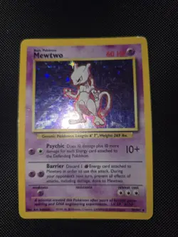 Pokemon TCG Mewtwo 10/102 Base Set Unlimited Holo Rare WOTC Vintage MP - Image 2