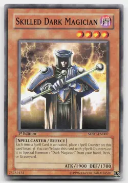 Skilled Dark Magician SDSC-EN007 Spellcaster's Command Yu-Gi-Oh 1st Edition HP - Image 1