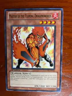 YuGiOh Master of the Flaming Dragonsword GENF-EN032 1st ed SINGLE USED EXC COND - Image 1
