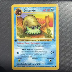 1st Edition Omanyte 52/62 LP -Vintage Pokemon Card- Fossil Set - Image 1