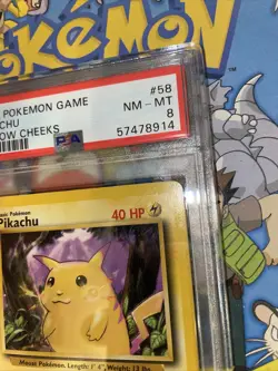 PSA 8 Pikachu #58/102 Base Set Pokemon Card Yellow Cheeks Unlimited - Image 3
