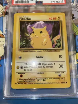 PSA 8 Pikachu #58/102 Base Set Pokemon Card Yellow Cheeks Unlimited - Image 4