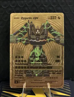Pokemon Zygarde GX 237hp GOLD Foil Fan Art Collector Card TCG - Image 1