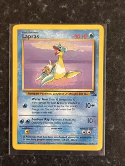 Pokemon TCG Lapras Fossil Card 25/62 Regular Rare, Non-holo LP Condition - Image 1