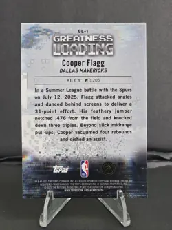 2025-26 Topps Bowman Chrome Cooper Flagg #GL-1 Greatness Loading Mavericks NBA - Image 2