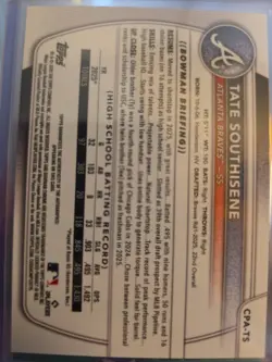 2025 Bowman Chrome 1st Tate Southisene True Blue Auto 18/150 Atlanta Braves - Image 2