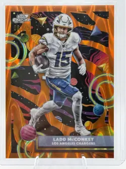 2025 Topps Chrome Cosmic Ladd McConkey Orange Galactic Refractor 6/25 Chargers - Image 1