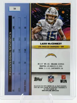2025 Topps Chrome Cosmic Ladd McConkey Orange Galactic Refractor 6/25 Chargers - Image 3