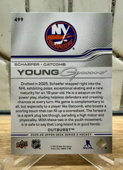 MATTHEW SCHAEFER 2025-26 Upper Deck Series 2 Young Guns Teammates OUTBURST - Image 2