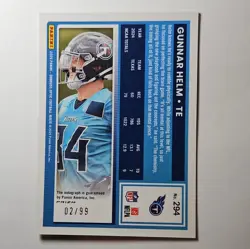 Panini 2025 Donruss Optic Rated Rookie Gold Auto Gunnar Helm /99 #294 Titans - Image 2