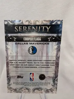 2025-26 Topps Chrome Cooper Flagg #SY-11 Serenity RC Insert Dallas Mavericks - Image 2