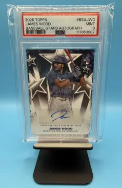 2025 Topps Series 1 Baseball Stars James Wood #BSA-JWO PSA 9 MINT Rookie Auto RC - Image 1
