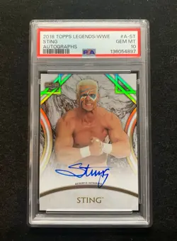 2018 TOPPS WWE STING HALL OF FAME Autograph On Card Auto 181/199 PSA 10 Gem Mint - Image 1