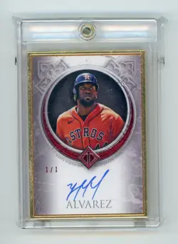 2023 Topps Transcendent YORDAN ALVAREZ Auto Gold Framed Red #d 1/1 - Image 1