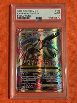 2016 POKEMON XY EVOLUTIONS #102/108 M BLASTOISE EX FA HOLO PSA 9 EN - Image 1