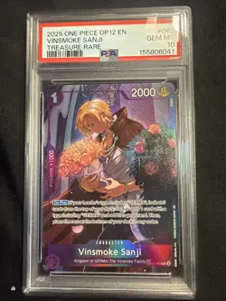 2025 ONE PIECE OP12-LEGACY OF THE MASTER TREASURE RARE VINSMOKE SANJI PSA 10 - Image 2