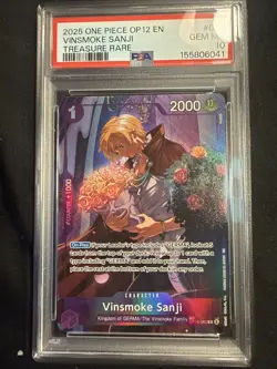 2025 ONE PIECE OP12-LEGACY OF THE MASTER TREASURE RARE VINSMOKE SANJI PSA 10 - Image 3