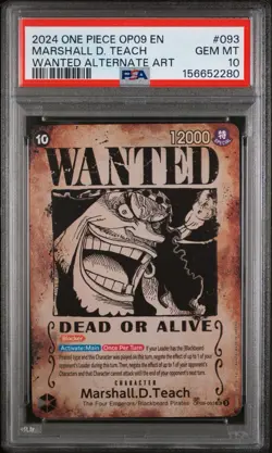 WANTED Alt Art Marshall D. Teach One Piece 2024 English SP OP09-093 SR PSA 10 - Image 1