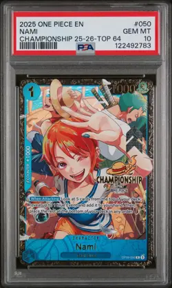 2025 One Piece Championship 25-26 Nami Top 64 Prize #OP09-050 PSA 10 - Image 1