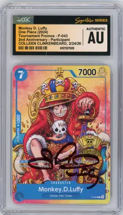 CGC Auth Signed Colleen Clinkenbeard Monkey.D.Luffy 2nd Aniv Stamped Promo P-043 - Image 1