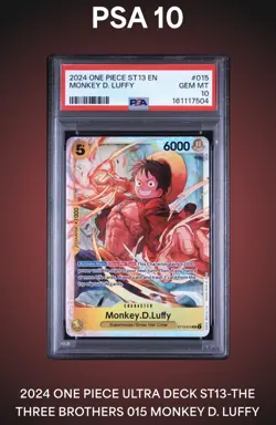 One Piece TCG Monkey D. Luffy ST13-015 SR Foil Eng 2024 PSA 10 Graded - Image 1