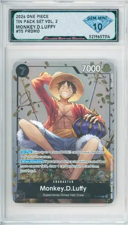 2026 One Piece Tin Pack MONKEY.D.LUFFY #P-075 Promo 💎 DSG 10 Gem Mint - Image 1