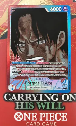 One Piece Carrying On His Will Portgas D. Ace Leader Alt Art #OP13-002 NM - Image 1
