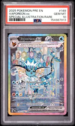 Pokemon 2025 Pre-Prismatic Evolutions #149/131 Sir Vaporeon EX PSA 10 New Cert - Image 1