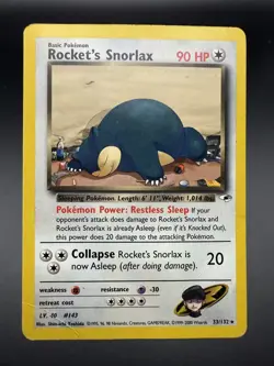 Pokemon TCG Rocket's Snorlax 033/132 Gym Heroes Rare Card - Image 1