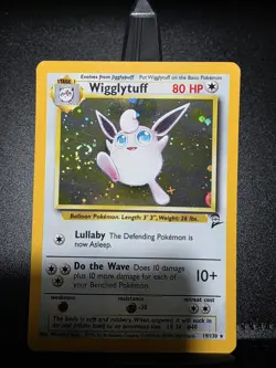 Pokemon TCG Wigglytuff Base Set 2 Holo Unlimited Rare Card 19/130 Swirl MP/HP - Image 3