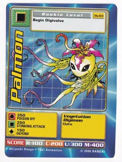 2000 DIGIMON TACO BELL PROMO PALMON CARD- TB-03 MISCUT - Image 1