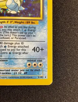 1999 Pokemon Base Set Blastoise #2/102 HOLO Rare - Vintage LP/MP Unlimited - Image 2