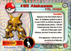 1999 Topps Pokemon Blue Logo Alakazam - Image 2