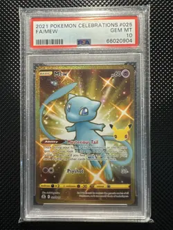 Pokemon TCG Mew 025/025 NM M Celebrations Full Art Ultra Rare Shiny Holo PSA 10 - Image 1