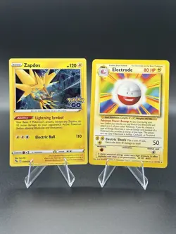 ✨2 Card Pokemon Lot- Zapdos Holo Pokemon Go Stamp & Electrode Vintage - Image 1