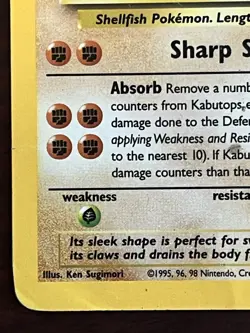 Kabutops 9/62 Fossil Set Rare Holo Vintage Pokemon TCG Card Damaged - Image 4