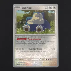 Pokemon TCG Card Snorlax 143/165 Scarlet & Violet 151 Reverse Holo - NM - Image 1