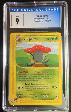 CGC 9 MINT Pokemon Vileplume Expedition Card 69/165 Non-Holo Rare E-Reader - Image 1