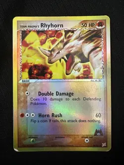 Rhyhorn Reverse Holo 38/95 EX Team Magma vs Aqua NM – Vintage Pokemon Card - Image 1