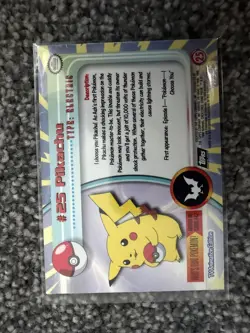 PIKACHU Pokemon 1999 TOPPS NM Card #25 TV Animation Black Logo - Foil Z42 - Image 2