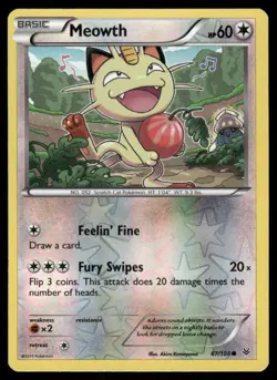 Pokemon Cards Meowth 67/108 Reverse Holo Roaring Skies Common LP *1 - Image 1